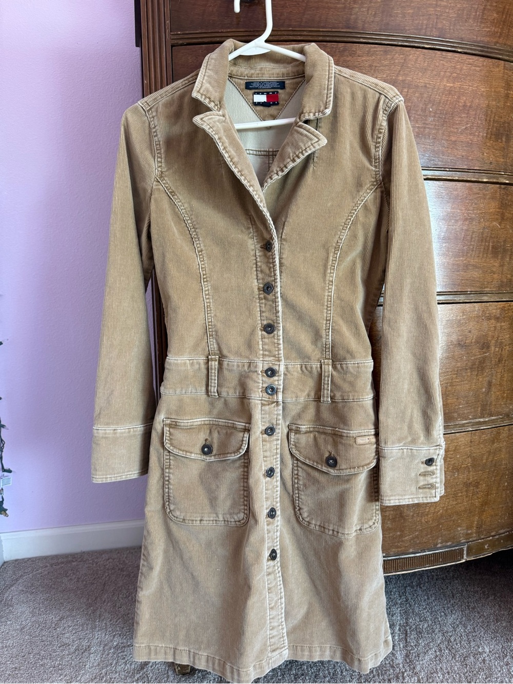 Tommy Hilfiger Women's Tan Button-Front Trench Coat